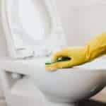 cleaning toilet